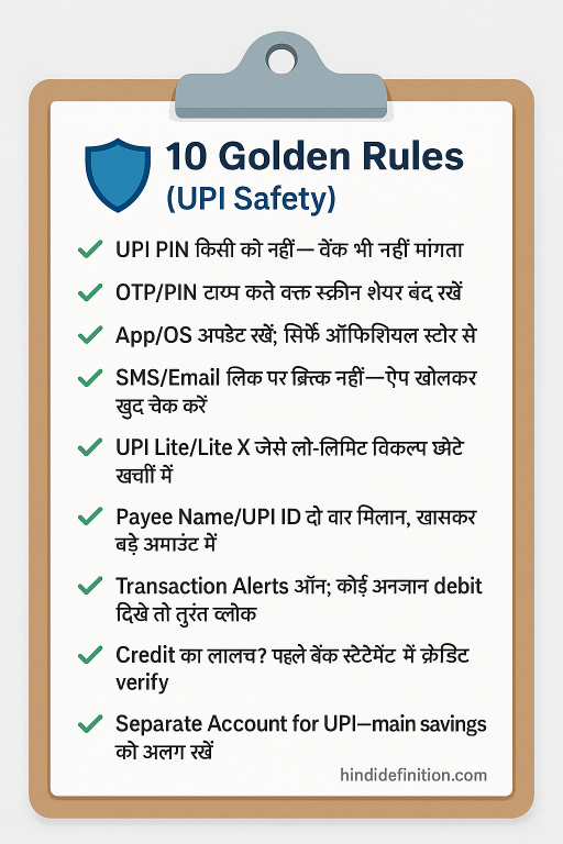 UPI safety 10 rules checklist